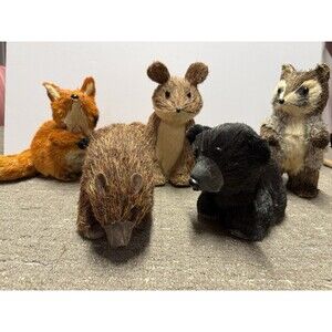 Sisal Forest  Decorations Autumn Woodland Animal Friend Figurines Set of 5